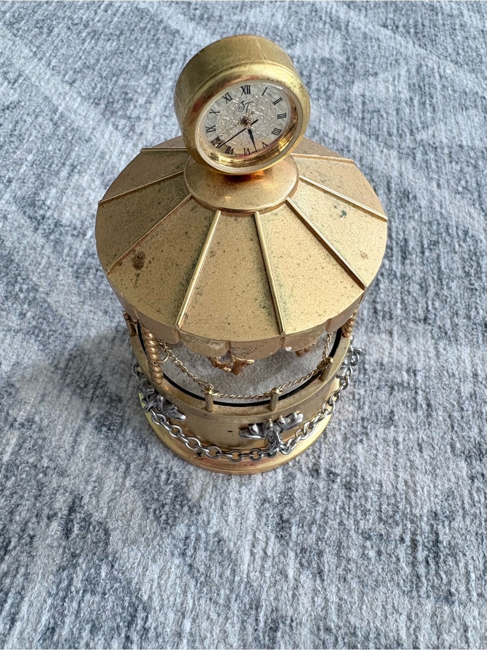 Gold Carousel Table Clock Decorative Accent